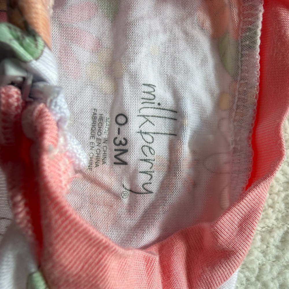 Milkberry Bamboo Rayon Baby Girl Floral Sleeper - Ruffle Footie 0-3M - Picture 5 of 5
